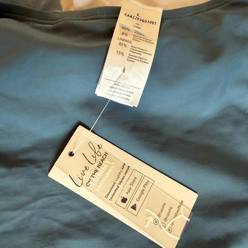 NWT Cupshe One ShoulderTummy Control One-Piece Swimsuit | Blue | Size Large - Picture 4 of 5